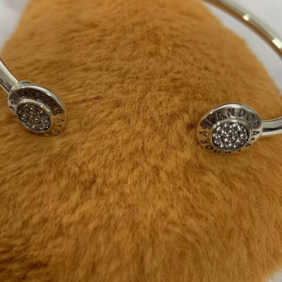 Pandora Signature Open Bangle Bracelet,925 Sterling Silver (Women